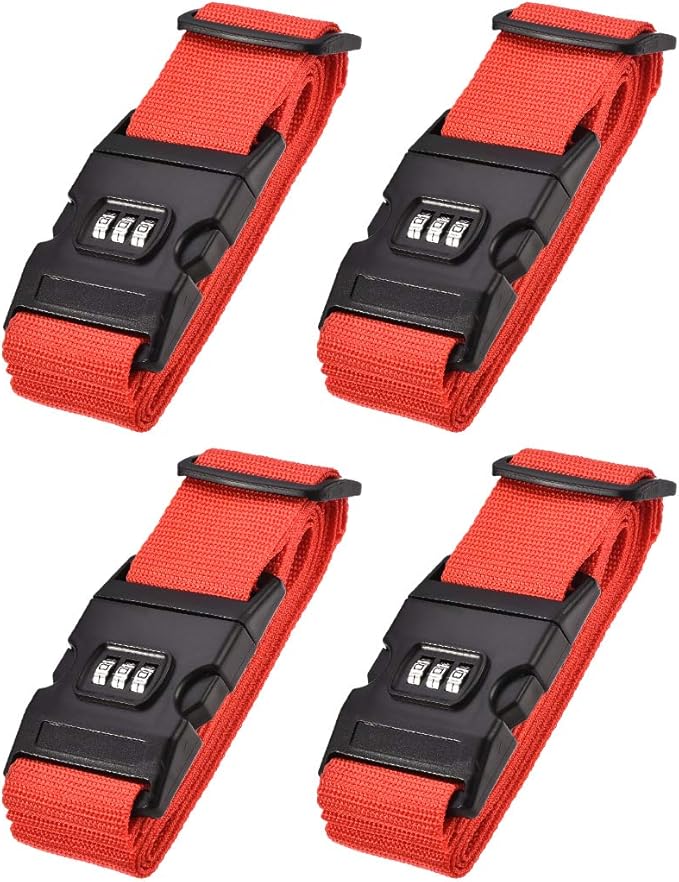 uxcell Luggage Straps Suitcase Belts with Buckle, Combination Lock, Adjustable Travel Packing Accessories
