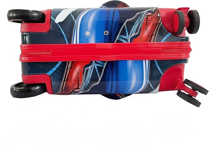 Fast Forward Spiderman Ride on Luggage for Kids, 18'' Suitcase with Seat for Kids, Cute Lightweight Travel Trolley