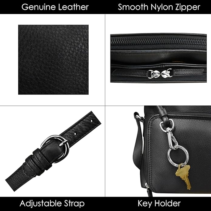 ili New York Genuine Leather Crossbody Bags for Women - Premium RFID Blocking Shoulder Bag Organizer with Adjustable Strap