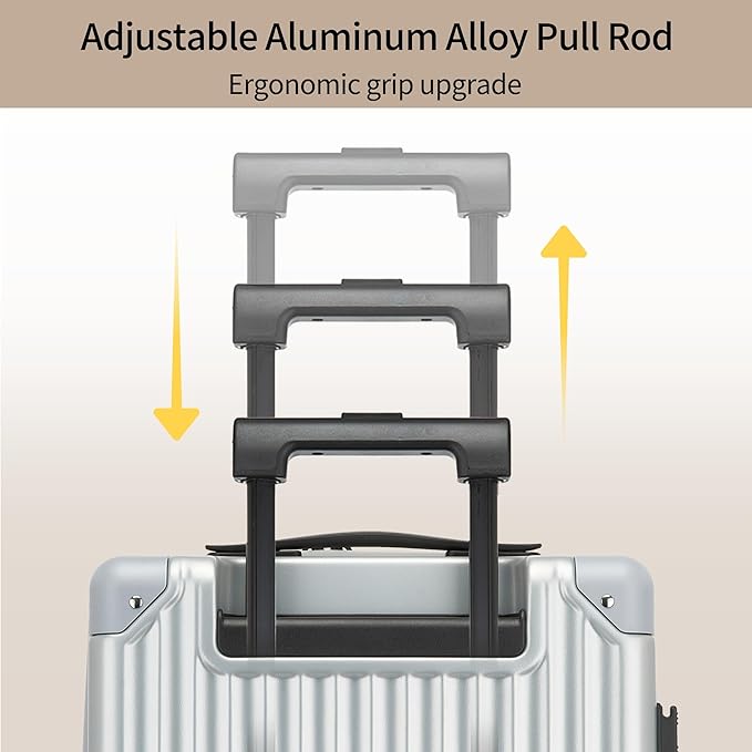 20 Inch Carry on Luggage,Airline Approved 22x14x9 Hard Shell Carry on Suitcase with 360° Spinner Wheels,TSA Lock and Lightweight Hardside Carry-on Luggage for Travel (Silvery, 20 Inch)
