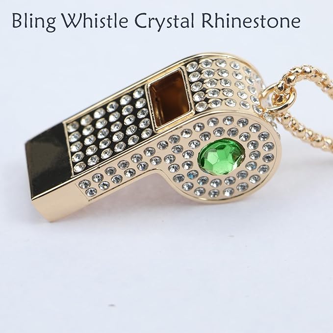 Whistle,Rhinestone Sports Whistle with Keychain for Coach/Referee/Training/Lifeguard/Teachers(Gold)
