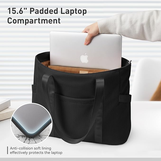 Tote Bag for Women with Zipper, Travel Tote Bags with Compartments Large Shoulder Bag Handbag for Gym Work School