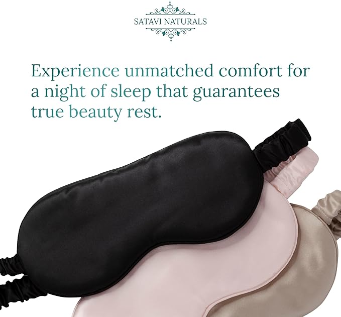 Mulberry Soft Silk Eye Mask for Sleeping with Ear Plugs & Luxury Bag - Cooling Night Eye Covers Sleep Face Mask for Women - Blindfold Travel Eye Mask Blocking Out Light - Pink