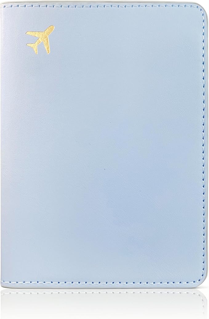 Passport Holder for Travel Essentials,RFID Blocking Passport Cover Case for Travel Accessories,Travel Wallet for Women Men (Light Blue)