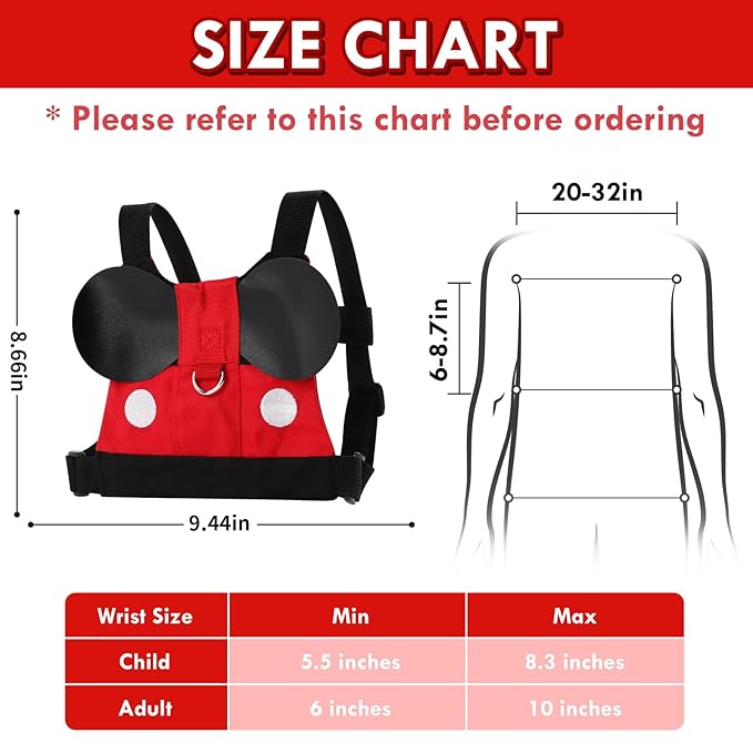 Lehoo Castle Toddler Leash for 1-5 Years, Baby Safety Harness for Boys with Anti-Lost Key Lock & Adjustable Strap, 3-in-1 Wrist Leash and Kids Backpack Harness for Walking Travel (Mickey Mouse)