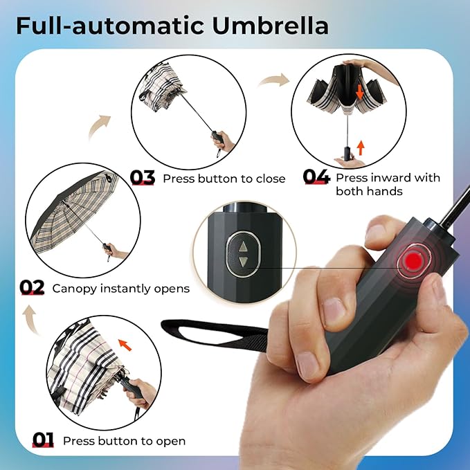 LLanxiry Compact Travel Umbrella, Mini Windproof Umbrellas for Rain & Sun, Small Lightweight Outdoor UV Umbrella, Portable Folding Umbrellas for Travel