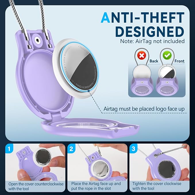 Waterproof Airtag Holder,Airtag Case with Secure Lock,Airtags Keychain for Apple Airtag,Anti-Lost Protective Cover Air tag Accessories for GPS Item Finder Tracker Luggage,Bag,Key,Pet,Cat Dog,Black