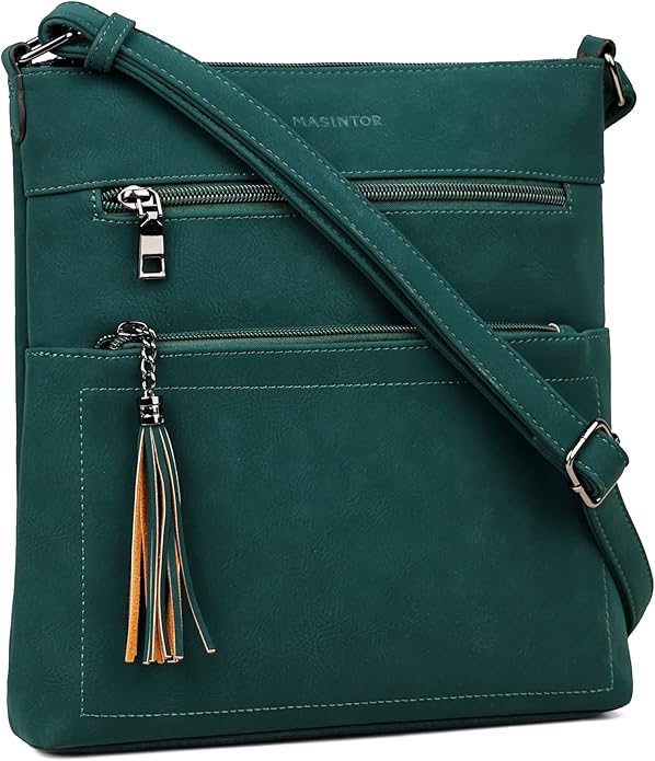 MASINTOR Crossbody Purses for Women, Multi Pocket Casual Crossbody Bag, Adjustable Strap Shoulder Bag with Tassel