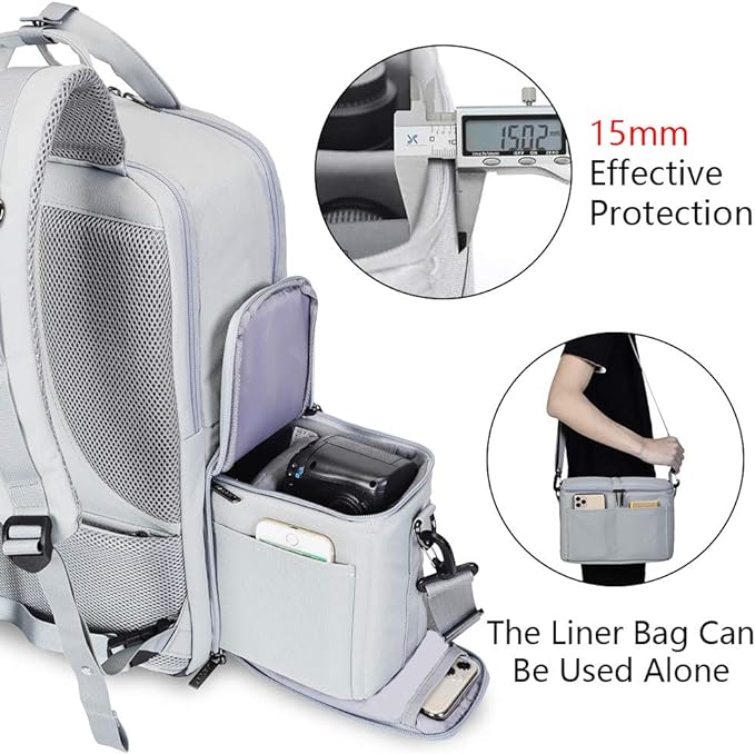 CADeN Camera Backpack w/ 15.6" Laptop Compartment, USB Charge Port, Tripod Holder, Rain Cover Compatible for Sony Canon Nikon