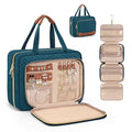 Wedama Toiletry Bag for Women, Hanging Travel Toiletry Bag with Jewelry Organizer Compartment Large Makeup Bag, PVC Waterproof Cosmetic Travel Bag for Travel Business Trips Camping Bathroom, Blue