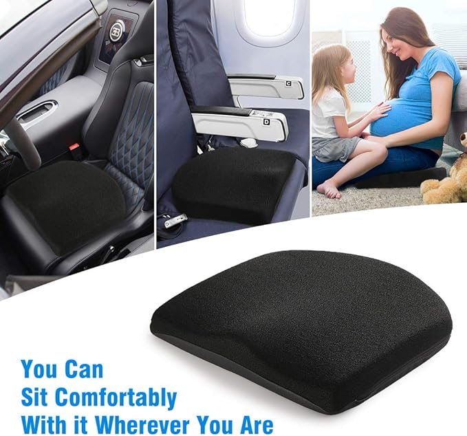 Tsumbay Memory Foam Seat Cushion, Office Soft Seat Cushion with Carry Handle, Washable Cover, Comfortable Coccyx Cushion for Home Office Chair Pad, Car Seat, Wheelchair -Black
