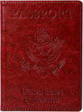 TIGARI Passport Holder for Travel Women Men, PU Leather Passport Wallet Cover Case Sleeve, Waterproof Protected Document Organizer, Family Vacation Plane Cruise Travel Essentials-Red
