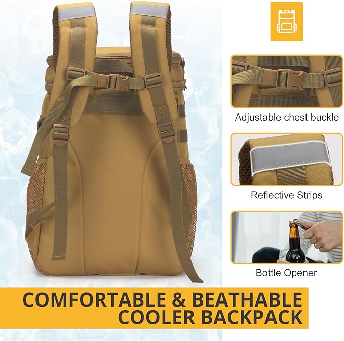 Tactical Backpack Cooler,Soft Lightweight Leakproof Cooler Backpack,Insulated Cooler Bag,Portable Soft Cooler Bag Waterproof for Beach, Travel, Camping, Picnic, Hiking