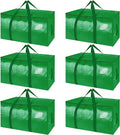 BALEINE 6-Pack Oversized Moving Bags with Reinforced Handles, Heavy-Duty Storage Tote for Clothes, Moving Supplies (Light Green, 6-Pack)