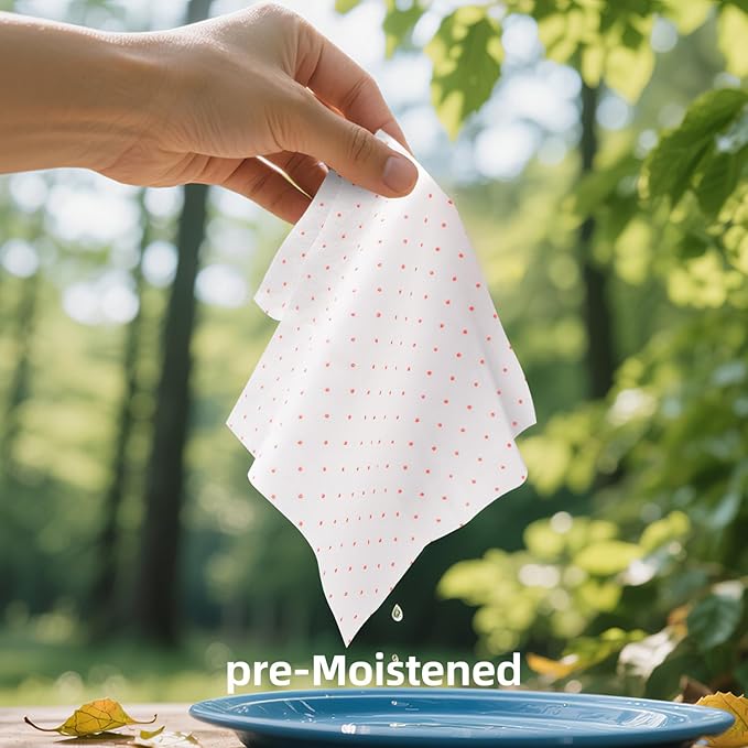 Dish Wipes Extra Thick - 192 Count Biodegradable Camp Kitchen Wipes | A Soap-and-Water Alternative Kitchen Cleaning Handy Wipes for Kitchen Each piece is 7.1"X8.9"