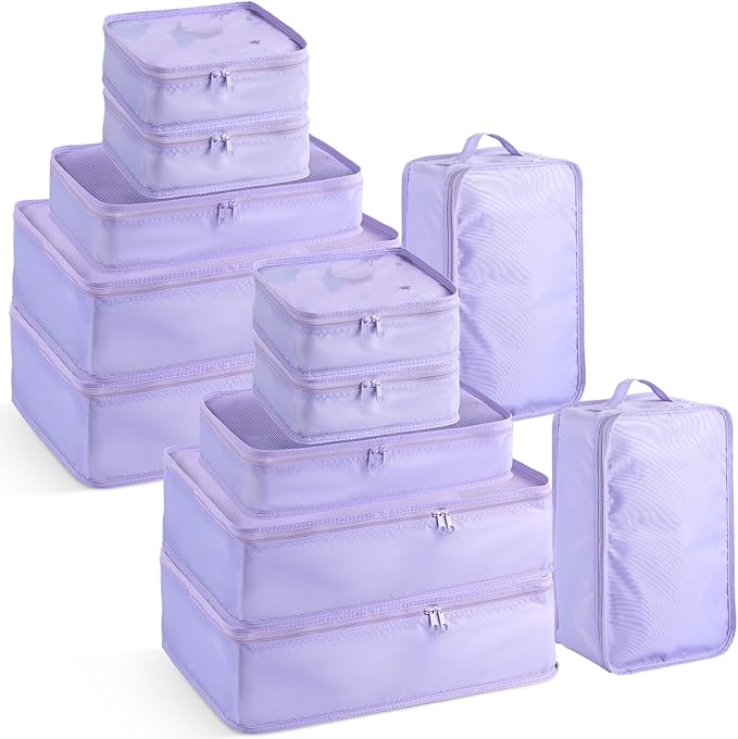 Reginary 6 Set Travel Packing Cubes Luggage Organizer Set Lightweight Suitcase with Shoe Bag for Clothes Toiletries