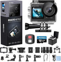 AKASO Brave 4 Pro 4K30 Action Camera with 64GB MicroSD U3 Card, 131FT Underwater Waterproof Camera EIS Touch Screen Remote Control with 2x1350mAh Batteries and Helmet Accessories Kit Bundle