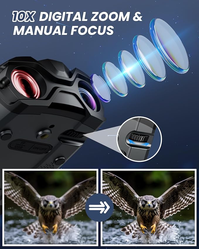 Night Vision Goggles, 4K Binoculars with Camera, 3.5" HD Display and 32GB TF Card, 9 Gear Night Vision, 10X Digital Zoom, 4000mAh Battery Nightvision