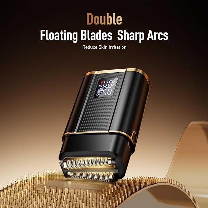 Professional Foil Shaver for Men: Cordless Electric Razor with High-Speed Dual Blades, Rechargeable USB-C, IPX6 Waterproof & Travel-Friendly/Home Use