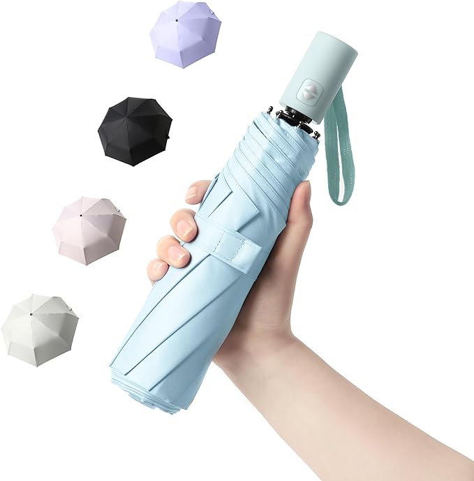 BAODINI Small UV Protection Travel Umbrella Compact for Rain and Sun UPF 50+ 41 inch Portable Umbrella for Women and Men