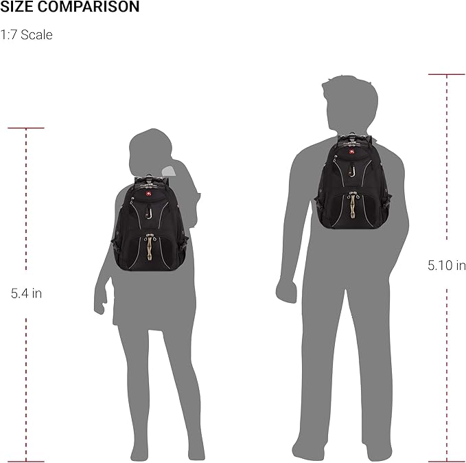 SwissGear 1923 Scansmart Backpack, Black/Silver, 17-Inch