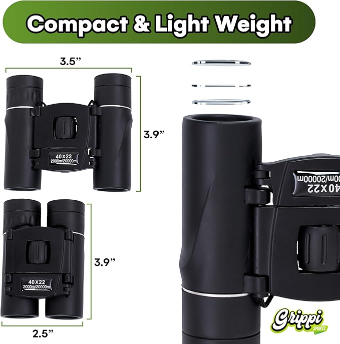 Grippi Toy Binoculars for Kids - Small Toddler Safari Binocular, 3.9x3.5 inches - Children Pretend Play, Jungle or Bird Watching Adventures for Children - Kid Party Favor - Durable Plastic - Set of 1