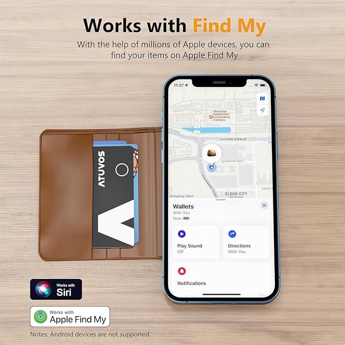 [2025 Apple MFi Certified] ATUVOS Rechargeable Wallet Tracker Card, Ultra Slim 1.6mm Wallet Card Tracker Tag Works with Apple Find My (iOS Only), Item Locator for Luggage Tags, IP67 Waterproof, 2 Pack