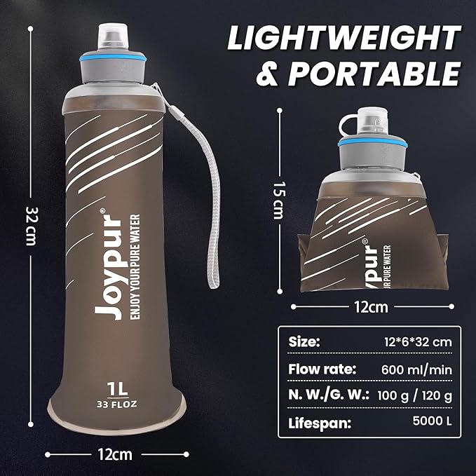 Water Filter Bottle Survival - 650/1000/2000ml Collapsible Water Bottle with NSF/FDA Certification with Filter Squeeze Water Filter Bottle Portable Water Filter Hiking Backpacking Camping