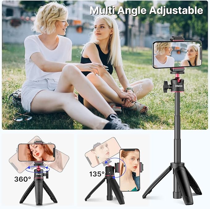 ULANZI MT-08 Extension Pole Tripod, Mini Selfie Stick Tripod Stand Handle Grip for Osmo Pocket3 Webcam iPhone 11 Pro Max Smartphone Canon G7X Mark III Sony ZV-1 RX100 VII A6400 A6600 Cameras Vlogging
