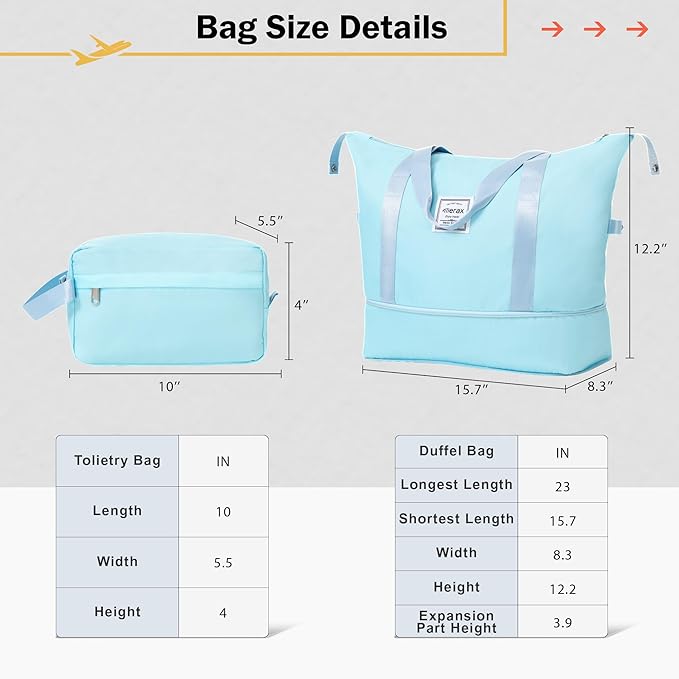 Merax Luggage Set 2 Piece Suitcase Sets with Spinner Wheel,Lightweight Hardside Expandable Travel Laggage with TSA Lock,Suitcase with Travel Bag(20"/24",Baby Blue)
