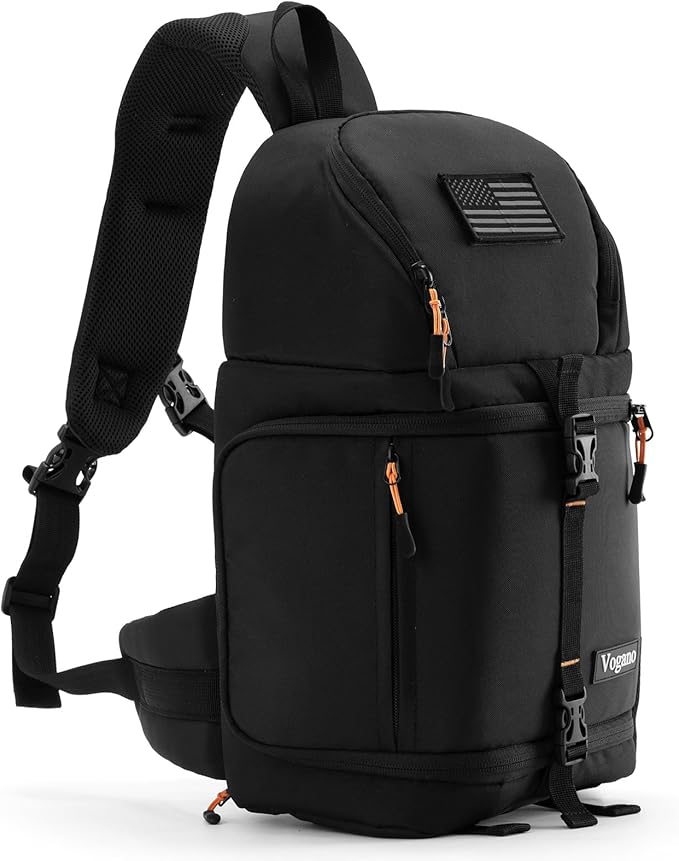 Camera Sling Bag for Photographers - Waterproof Single-Shoulder Camera Case with Adjustable Dividers, Rain Cover & Side Tripod Pocket