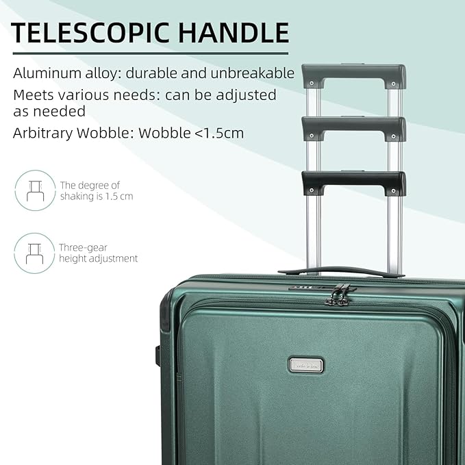 Premium Carry On Luggage, 29 Inch Top Opening Aluminum Frame Airline Approved ABS+PC Hard Shell Suitcases with Silent Wheels, TSA Lock, Front Pocket & Wet-dry Separated Six-piece set