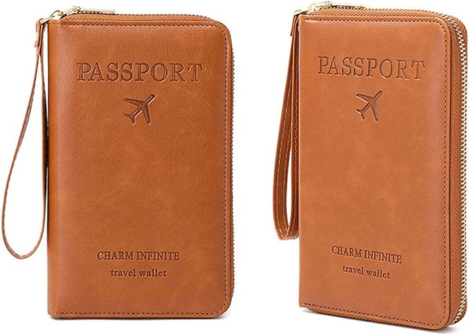Multi-Function RFID Travel Passport Wallet with Phone Pocket - Ultimate Passport Holder for Women & Men | Holds Phones, Passports, Cash, Cards & Boarding Passes (Brown)