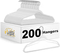 Quality Hangers Clothes Hangers 200 Pack - Non-Velvet Plastic Hangers for Clothes, 17.5 inch Coat Hanger Set -Space-Saving Closet Hangers with Chrome Hook, Functional Non-Flocked Hangers, Cream White