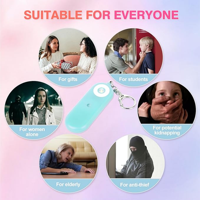 Personal Safety Alarm for Women - 130dB Self Defense Keychains Siren Whistle, Replaceable Battery with SOS LED Strobe Light - Emergency Security Safe Protection Devices for Kids Elderly