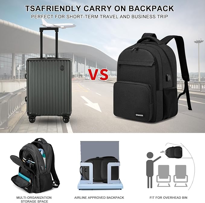Black Backpack for School, college Backpack for Teens,Students, with 17.3 inch Laptop Sleeve Back Pack for Boys, Large Computer Back Pack with Compartments for Men & Women