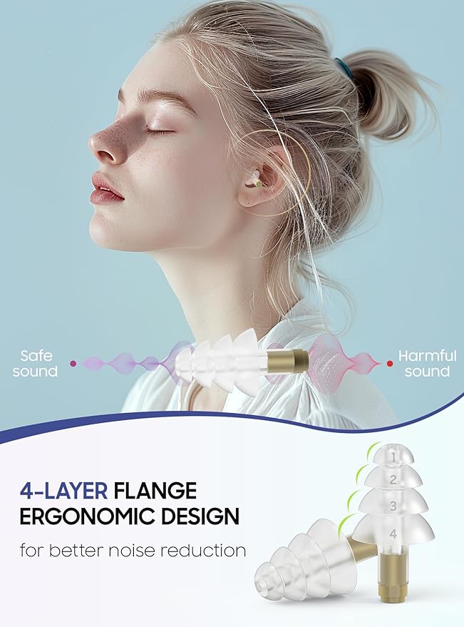 Ear Plugs for Airplane Pressure Relief, 2 Pairs Kids 6+, Adults/Small Canal Reusable Airplane Earplugs 26dB, with Silicone Connector Cord, Travel Essentials for Flying, Ear Protection Earplugs