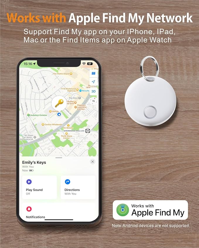 Reyke Smart Tag, Bluetooth Luggage Tracker, Works with Apple Find My (iOS Only), Item Locator for Key, Luggage, Backpack, Wallet, IP67 Waterproof, 4 Pack White