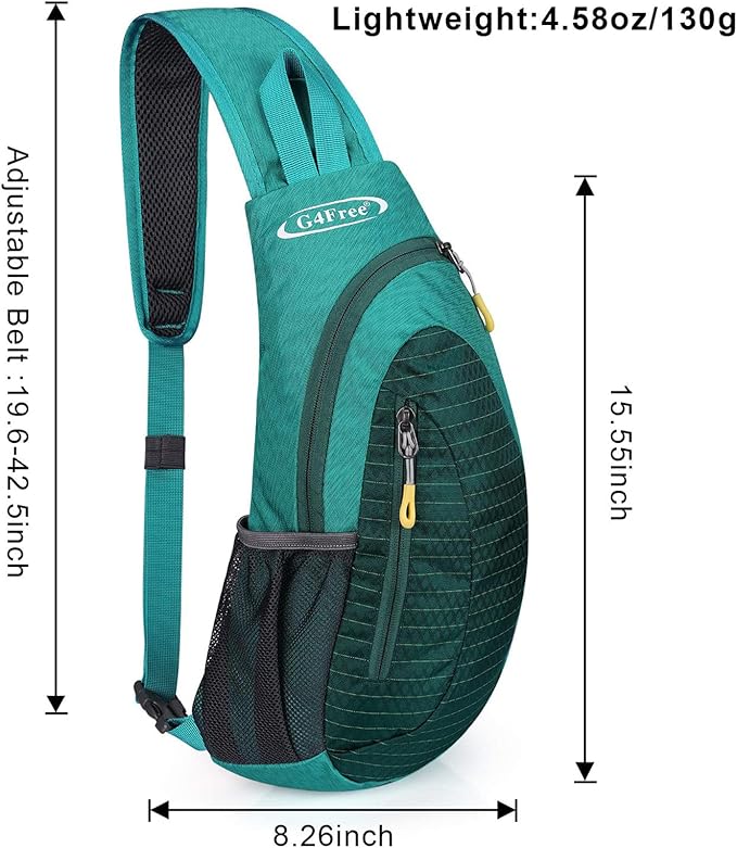 G4Free Sling Bag for Men Women, Small Crossbody Backpack Lightweight Chest Shoulder Bags for Travel, Outdoor and Sports (Mint Green)