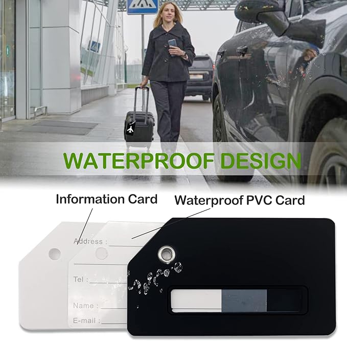 Luggage Tag 8 Pcak - Travel Essentials Accessories for Suitcases Quickly Identify, Travel Tags for Luggage, Backpacks, Bags, Baggage, Cruise Suitcases - Flexible & Bright Silicone (Black