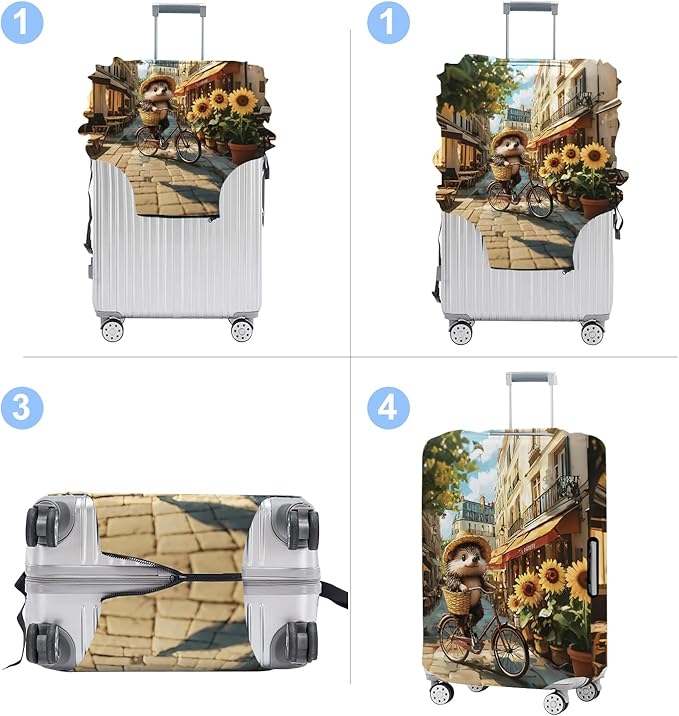 Raccoon Luggage Cover Washable Suitcase Protector Anti-Scratch,Stretchable Fit for 20-34Inch Luggage Durable Travel Bag Cover with Zipper Closure (M(24-26inch suitcase))
