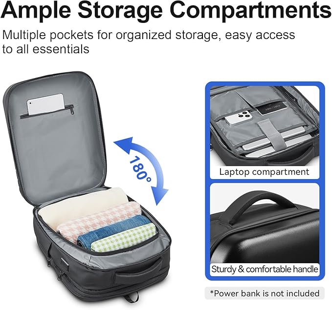 SOKOK Carry On Travel Backpack Waterproof Business Backpack Expandable with Laptop Compartment and Charging, Hardshell Computer Backpack for Men and Women, Graphite