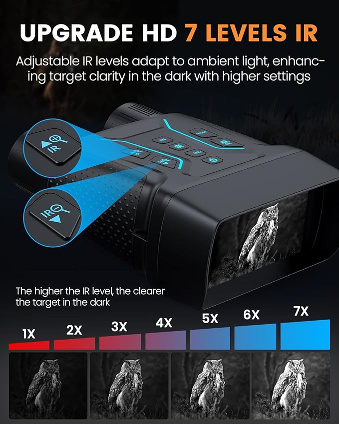 Upgraded Night Vision Goggles, 4k Night Vision Binoculars, 4.55" Large Display, 1312 FT Full Dark, 32GB, 8X Digital Zoom, 36MP 7-L IR Night Vision for Camping, Bird Watching, Hunting, Gifts for Dad