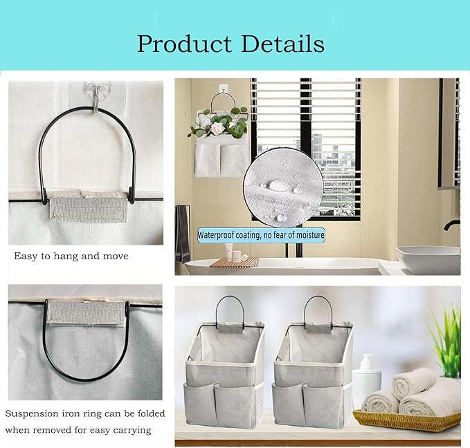 Wall Hanging Storage Bag,Wall Hanging Organizer bags with Pockets, Wall organizer Storage for Dormitory Bathroom Bedroom Kitchen (Grey1)