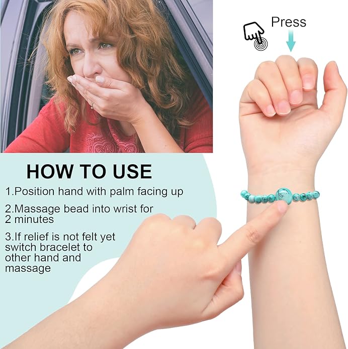 Sureio 6 Pcs Motion Sickness Bands Bracelet Anti Nausea Adjustable Wristband for Cruise Ship Essentials Seasickness Adult