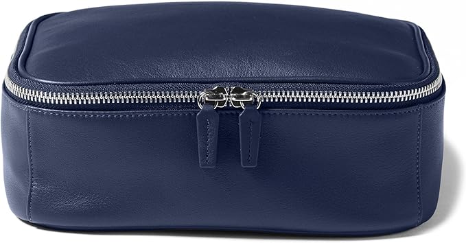 Leatherology Navy Blue Large Travel Organizer - Zipped mesh storage pocket, elastic loops for organization, double metal zipper