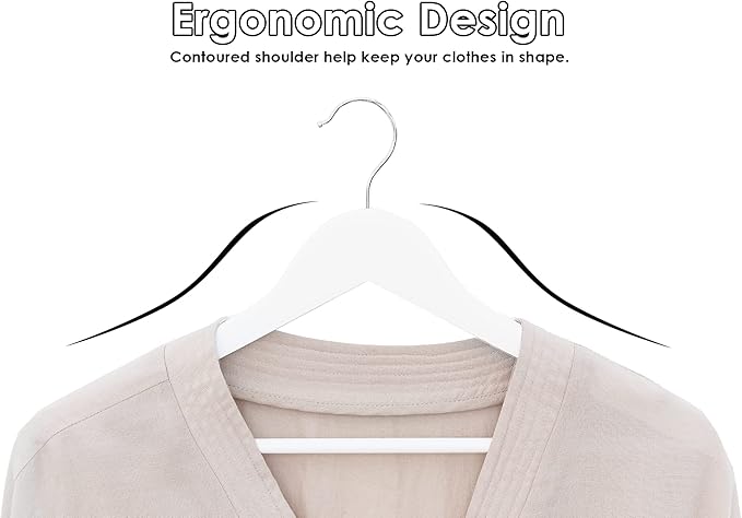 StorageWorks White Wooden Hangers, 30 Pack Wood Hanger for Closet, Coat Hangers for Coats, Shirts, Pants, Bridesmaid Suits, Wedding Dress