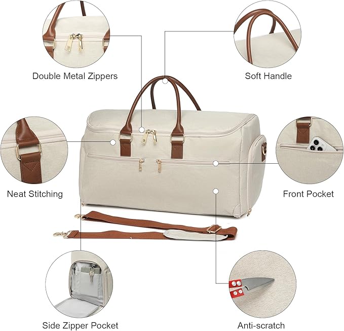 Carry On Garment Bag for Travel, Convertible Travel Garment Bag for Men Women, 2 in 1 Hanging Suitcase Suit Business Travel Bag