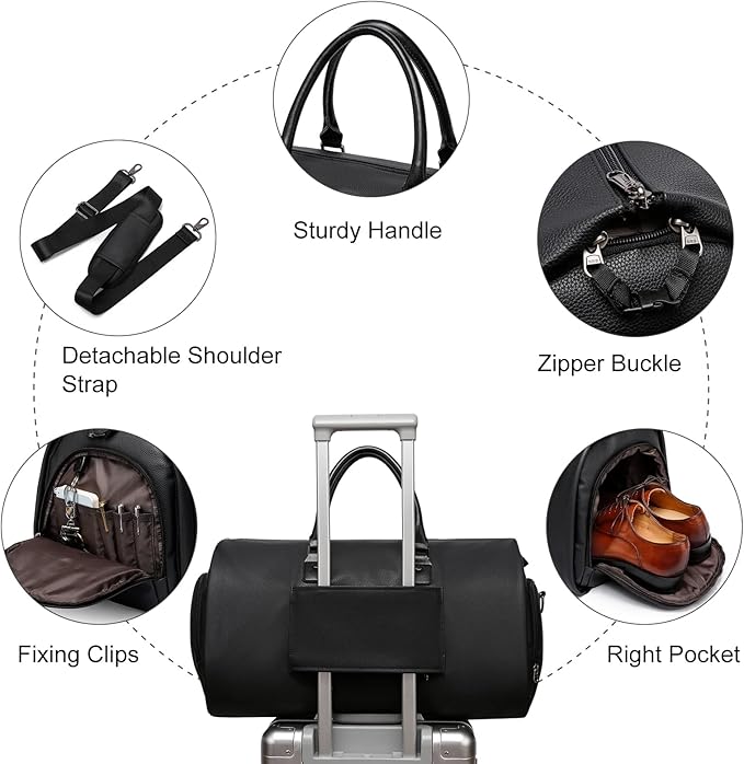 Modoker Garment Bags for Travel Carry on Duffle Bags for Airplane Weekender Suit Bags for Men Travel,2 in 1 Travel Duffel ang Garment Bags for Hanging Clothes,Black