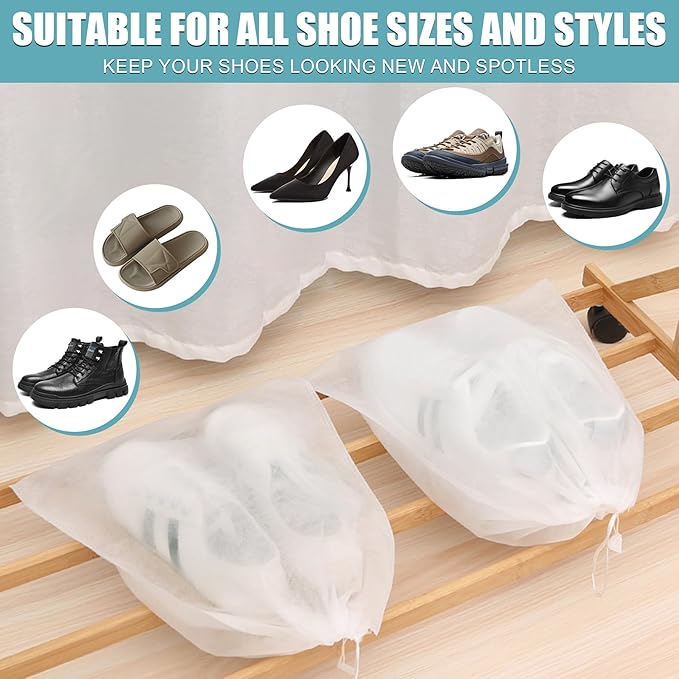 XXL Shoe Washing Machine Bag - 2-Pack Reusable Shoe Cleaning Bags, 360° Deep Clean for Tennis Shoes, Sneakers and Slippers, Includes 2 Shoe Storage Dust Bags (White)